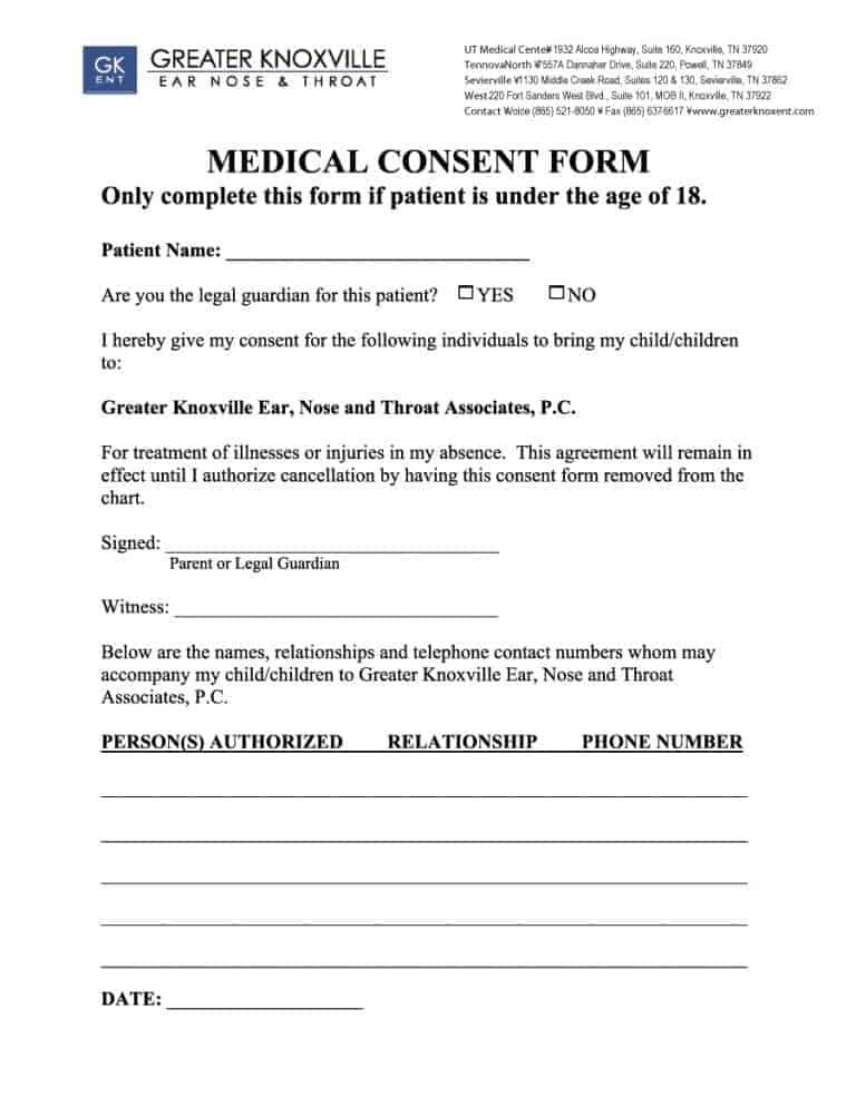 Printable Medical Consent Form 1355